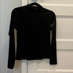 NWT Express size xs Black Velvet Long-Sleeve Mock Neck Top
